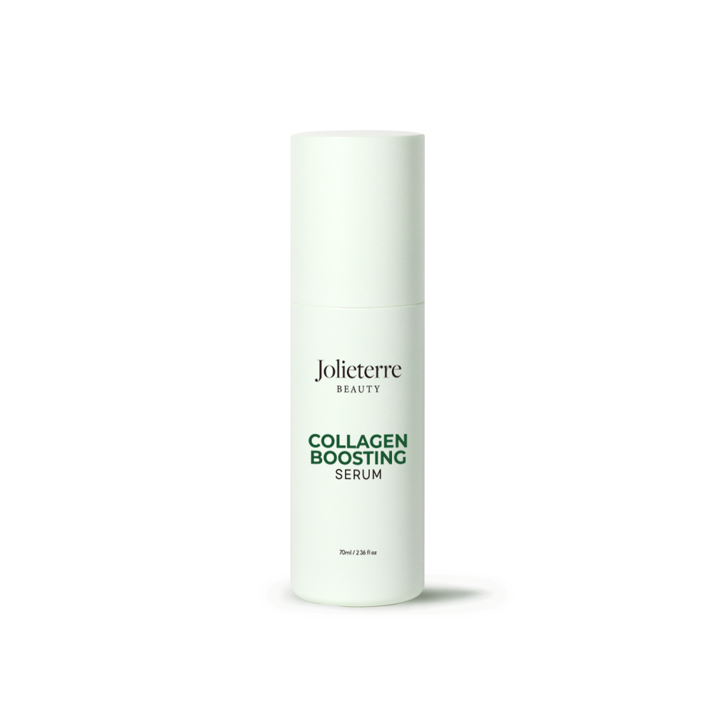 Jolieterre Beauty collagen boosting serum bottle on a white background